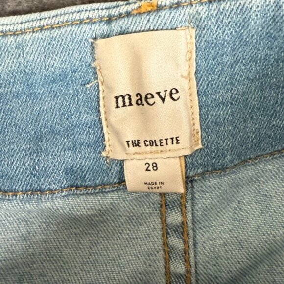 Maeve Anthropologie Colette Wide Leg Crop Jean Light Wash Patch Pocket Sz 28 NWT - Picture 6 of 13